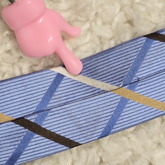 Donald J Trump Signature‎ Collection Tie Blue Check 100% Silk Gold Bar READ - Picture 7 of 12